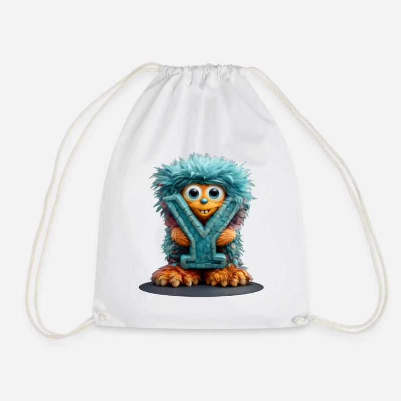 Monster und mit blauer Schrift - Turnbeutel - Weiß