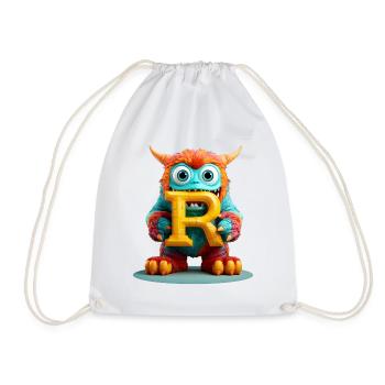 Bunter Monster mit Buchstabe R - Turnbeutel - Weiß - Vorne