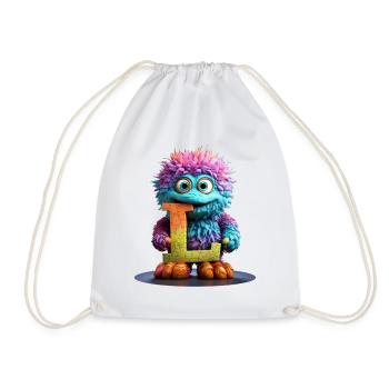 Regenbogenmonster mit Buchstabe L - Turnbeutel - Weiß - Vorne