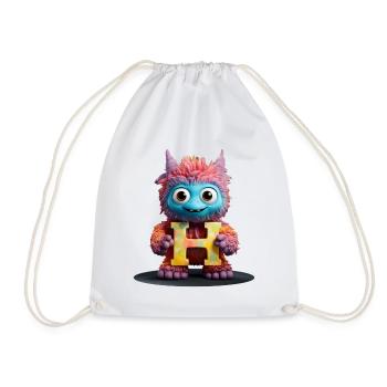 Back to school. Alphabet Letter H tender stuffed animal - Drawstring Bag - white - Front