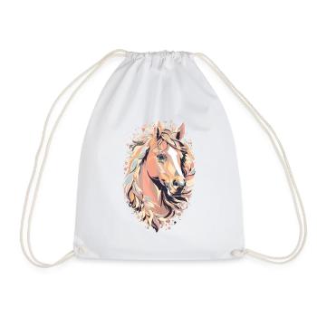Cute Horse Design - Colorful Horse Silhouette - Drawstring Bag - white - Front