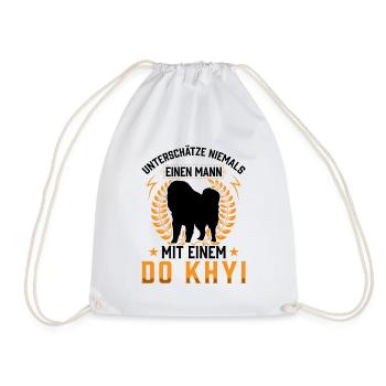 Mann mit Do Khyi Tibetanische Dogge - Turnbeutel - Weiß - Vorne