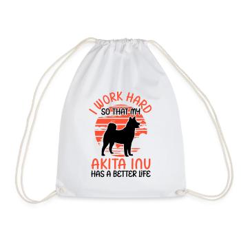Work for Akita Inu Shiba Inu - Drawstring Bag - white - Front