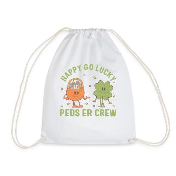 St. Patrick's Day Shirt, Happy Go Lucky Peds ER - Drawstring Bag - white - Front
