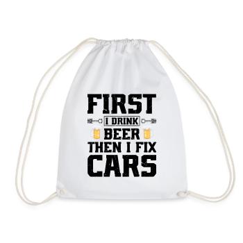 Mécanicien automobile - D’abord je bois de la bière puis je répare des voitures - Sac de sport léger - blanc - Devant