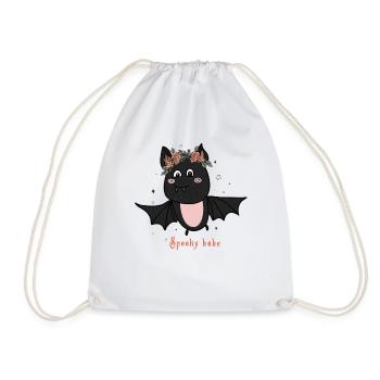 Retro Halloween Design: Spooky Babe Bat - Drawstring Bag - white - Front