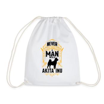 Homme avec Akita Inu Shiba Inu - Sac de sport léger - blanc - Devant