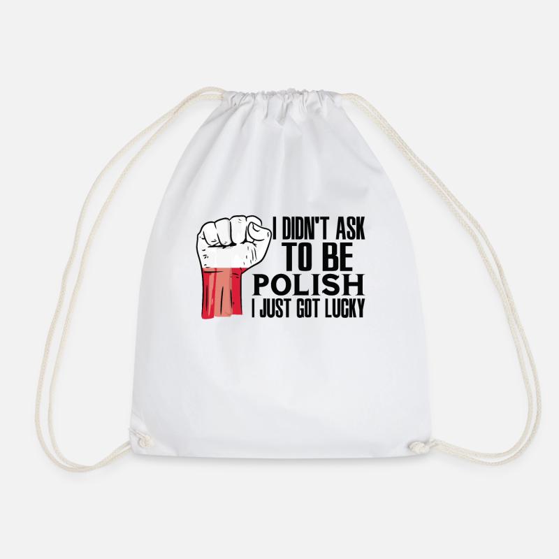 Polish Pride Poland Flag Grown Polish Roots - Drawstring Bag - white