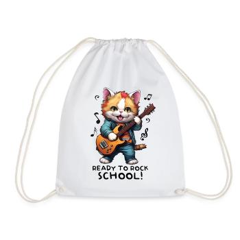 Chaton chat inscrit à la rentrée scolaire - Sac de sport léger - blanc - Devant