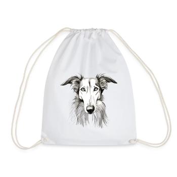 Hundeportrait - Barsoi - Turnbeutel - Weiß - Vorne