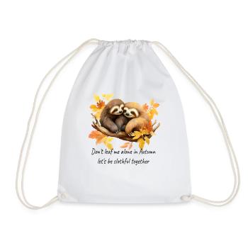 Herbstliches Faultier Kuschelglück Schlafshirt - Turnbeutel - Weiß - Vorne
