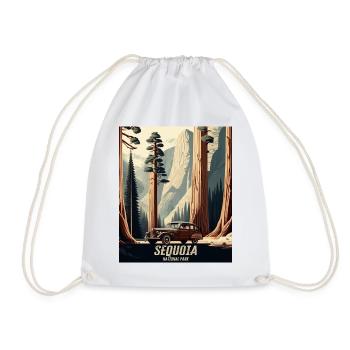 Vintage Sequoia Nationalpark Retro Roadtrip Kunst - Turnbeutel - Weiß - Vorne