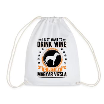 Magyar Vizsla and wine - Drawstring Bag - white - Front