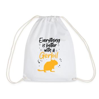 Everything is better with gerbil rodent Gerbil - Drawstring Bag - white - Front