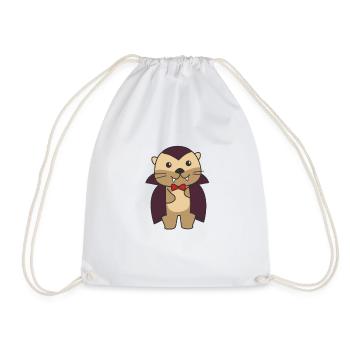 Otter Happy Halloween Cute Vampire Costume - Drawstring Bag - white - Front