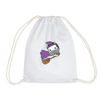 Zebra Halloween Witch Kids Witch Costume - Drawstring Bag - white - Front