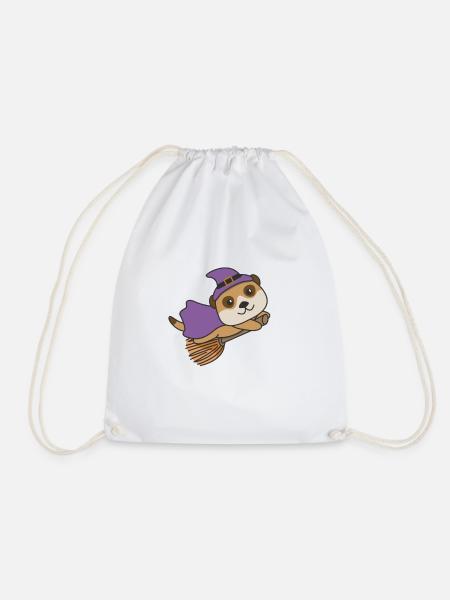 Erdmännchen Halloween Hexe Kinder Hexen Kostüm - Turnbeutel - Weiß