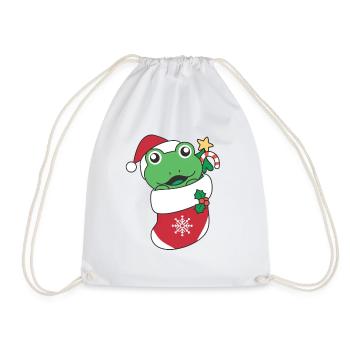 Grenouille Noël Neige Hiver Animaux Grenouille - Sac de sport léger - blanc - Devant