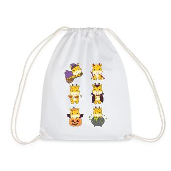 Giraffe Halloween Devil Pumpkin Vampire Costume - Drawstring Bag - white - Front