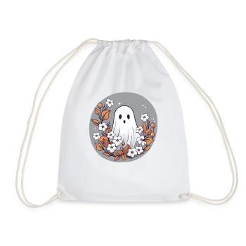 Halloween groovy Geist Hippie Blumen Vintage - Turnbeutel - Weiß - Vorne