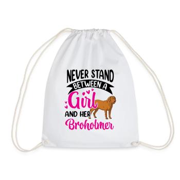 Never put yourself between the girl and Broholmer - Drawstring Bag - white - Front