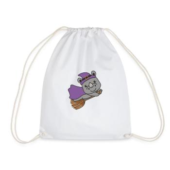 Rhinoceros Halloween Witch Kids Witch Costume - Drawstring Bag - white - Front