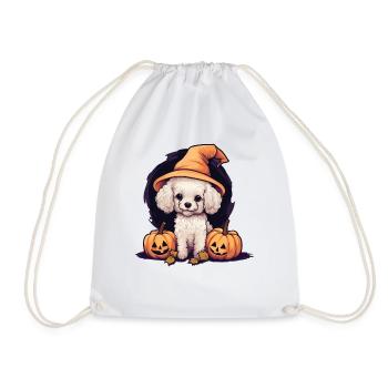 Halloween Witch Hat Pumpkin Dog Poodle - Sac de sport léger - blanc - Devant