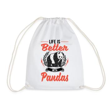 Life is better with pandas - Drawstring Bag - white - Front
