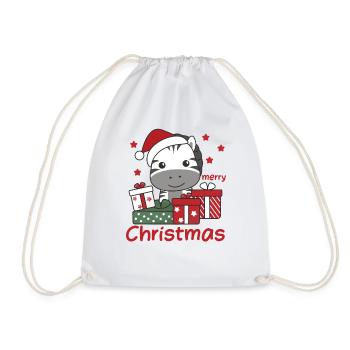 Zebra Weihnachten Geschenk Winter Tiere Zebra - Turnbeutel - Weiß - Vorne