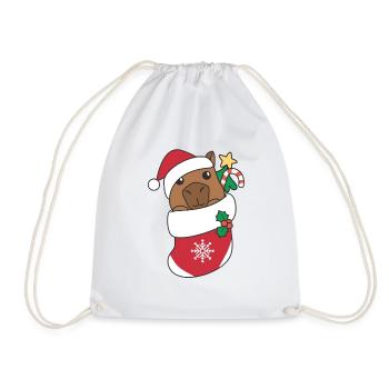 Capybara Weihnachten Schnee Winter Tiere Capybara - Turnbeutel - Weiß - Vorne