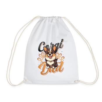 Corgi Daddy, Cute Corgi Daddy - Drawstring Bag - white - Front