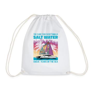 Catamaran boat sailboat sailing sailor - Drawstring Bag - white - Front