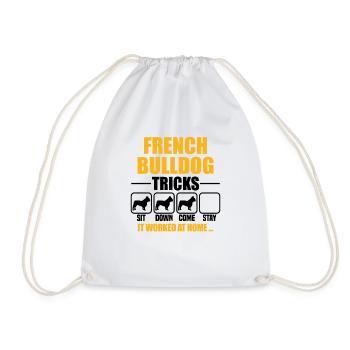 French Bulldog Tricks - Drawstring Bag - white - Front