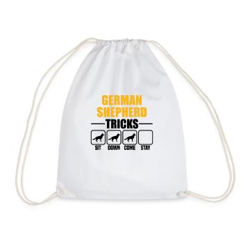 German Shepherd Tricks - Drawstring Bag - white - Front