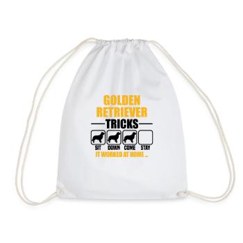 Golden Retriever Tricks - Drawstring Bag - white - Front