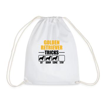 Golden Retriever Tricks - Drawstring Bag - white - Front