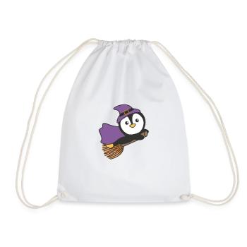 Penguin Halloween Witch Kids Witch Costume - Drawstring Bag - white - Front