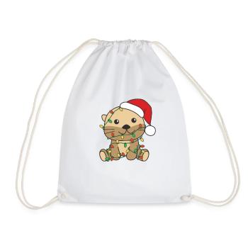 Loutres Noël Hiver Animaux Loutres - Sac de sport léger - blanc - Devant