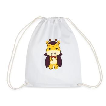 Giraffe Happy Halloween Cute Vampire Costume - Drawstring Bag - white - Front