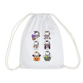 Zebra Halloween Devil Pumpkin Vampire Costume - Drawstring Bag - white - Front