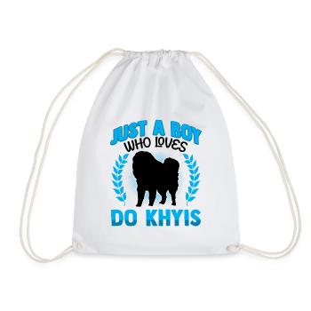 Boy Loving Do Khyi Tibetan Mastiff - Drawstring Bag - white - Front