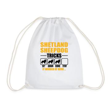 Shetland Sheepdog Tricks - Drawstring Bag - white - Front