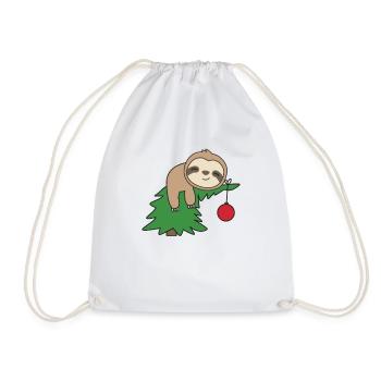 Merry Slothma's funny sloth Christmas tree - Drawstring Bag - white - Front