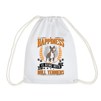 Happiness is being with Bull Terriers Bull Terrier - Drawstring Bag - white - Front