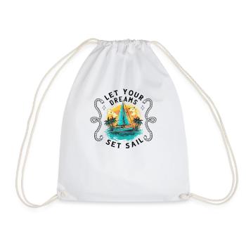 sailor sailboat sailing ship sailing yacht - Drawstring Bag - white - Front