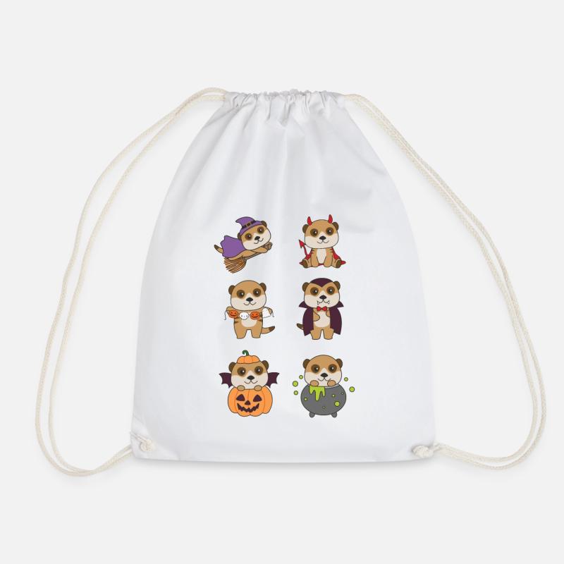 Erdmännchen Halloween Teufel Kürbis Vampier Kostüm - Turnbeutel - Weiß