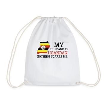 Nothing Scares Me My Wife Is Ugandan Husband - Drawstring Bag - white - Front