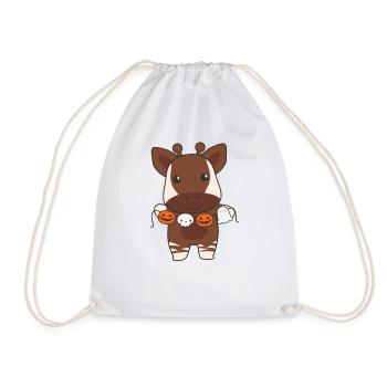 Okapi Happy Halloween Pumpkin Ghost Costume - Drawstring Bag - white - Front