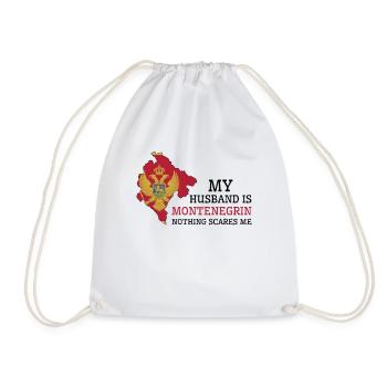 Nothing Scares Me My Wife Is Montenegrin Husband - Drawstring Bag - white - Front