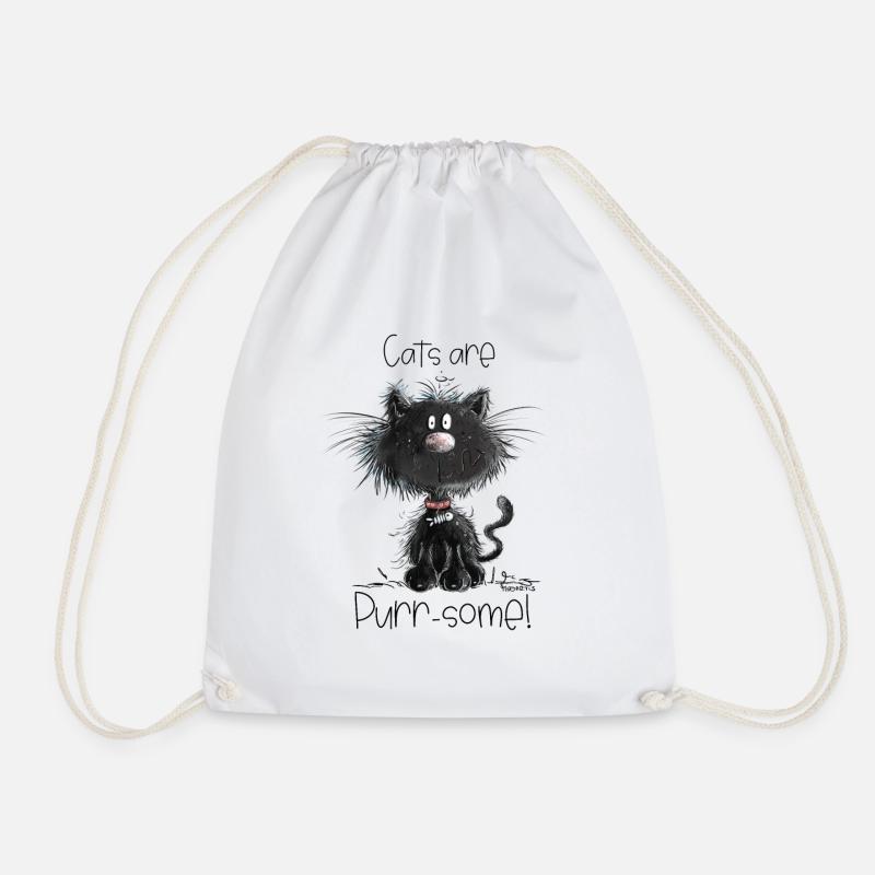 Drollige Schwarze Katze Mit Katzen Spruch - Turnbeutel - Weiß